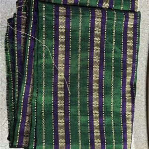 Striped Green and Purple Fabric with Gold Accents